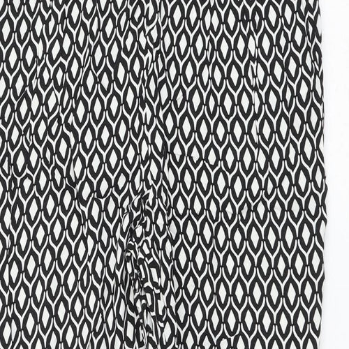 H&M Womens Black Geometric Viscose Trousers Size 12 L26 in Regular