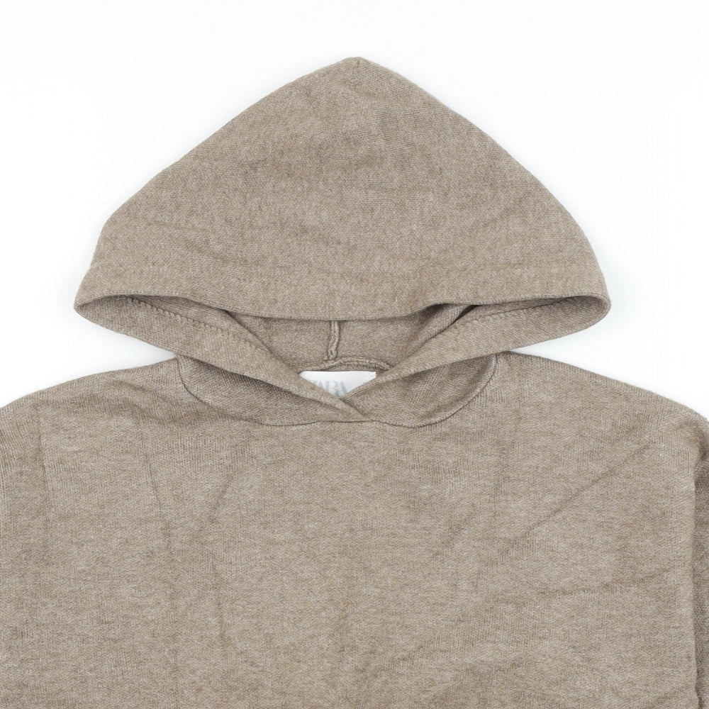 Zara Girls Brown Viscose Pullover Hoodie Size 6-7 Years Pullover