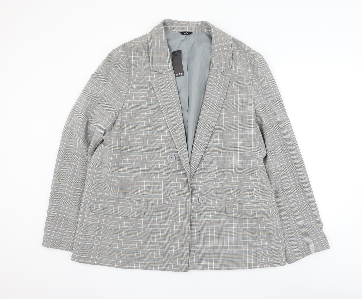M&Co Womens Grey Check Jacket Blazer Size 20