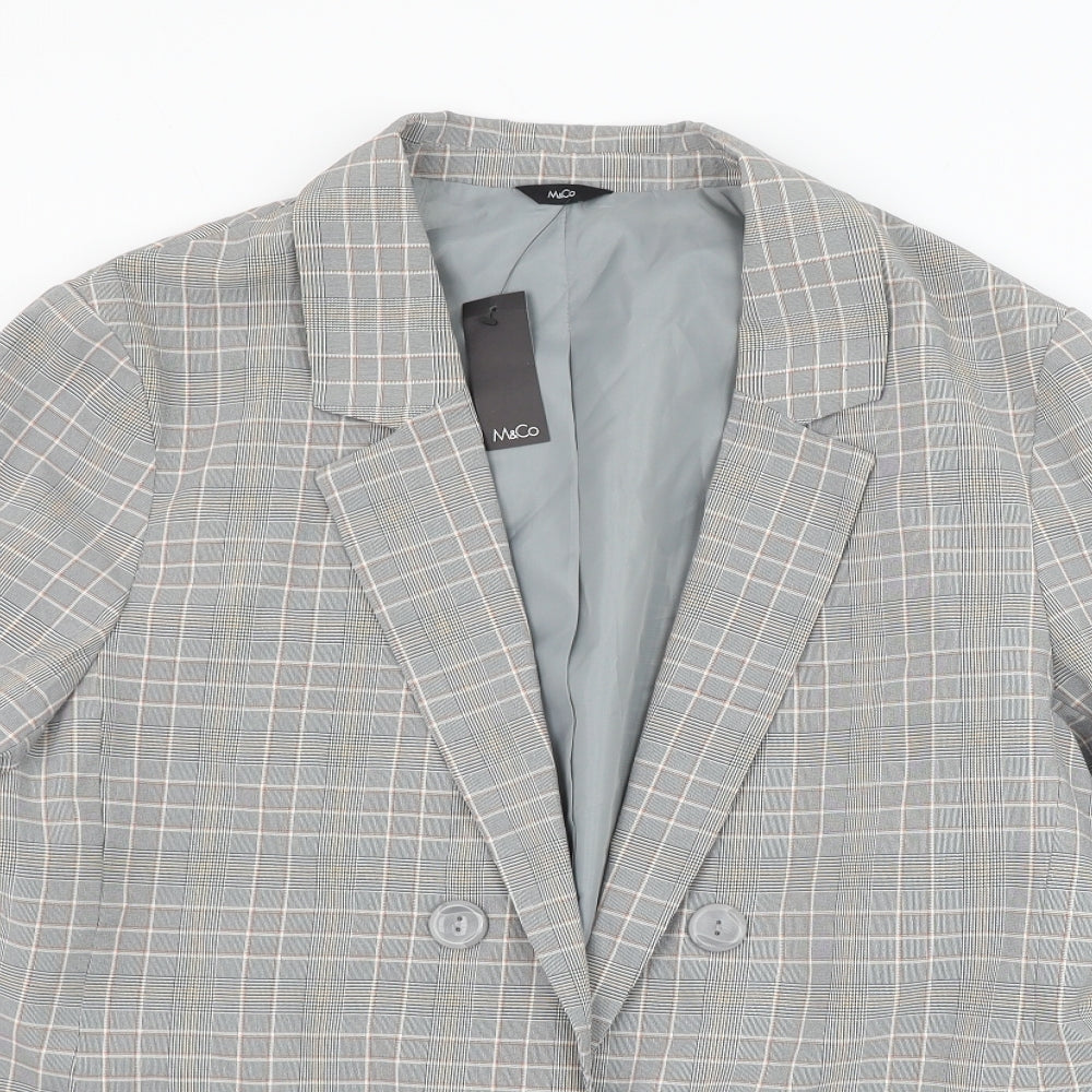 M&Co Womens Grey Check Jacket Blazer Size 20