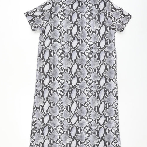 Primark Womens Grey Animal Print Polyester Shift Size 8 Round Neck Pullover