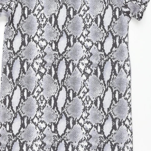 Primark Womens Grey Animal Print Polyester Shift Size 8 Round Neck Pullover