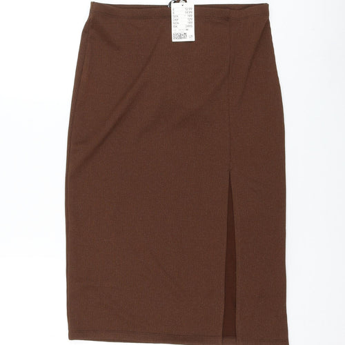 H&M Womens Brown Polyester Straight & Pencil Skirt Size M