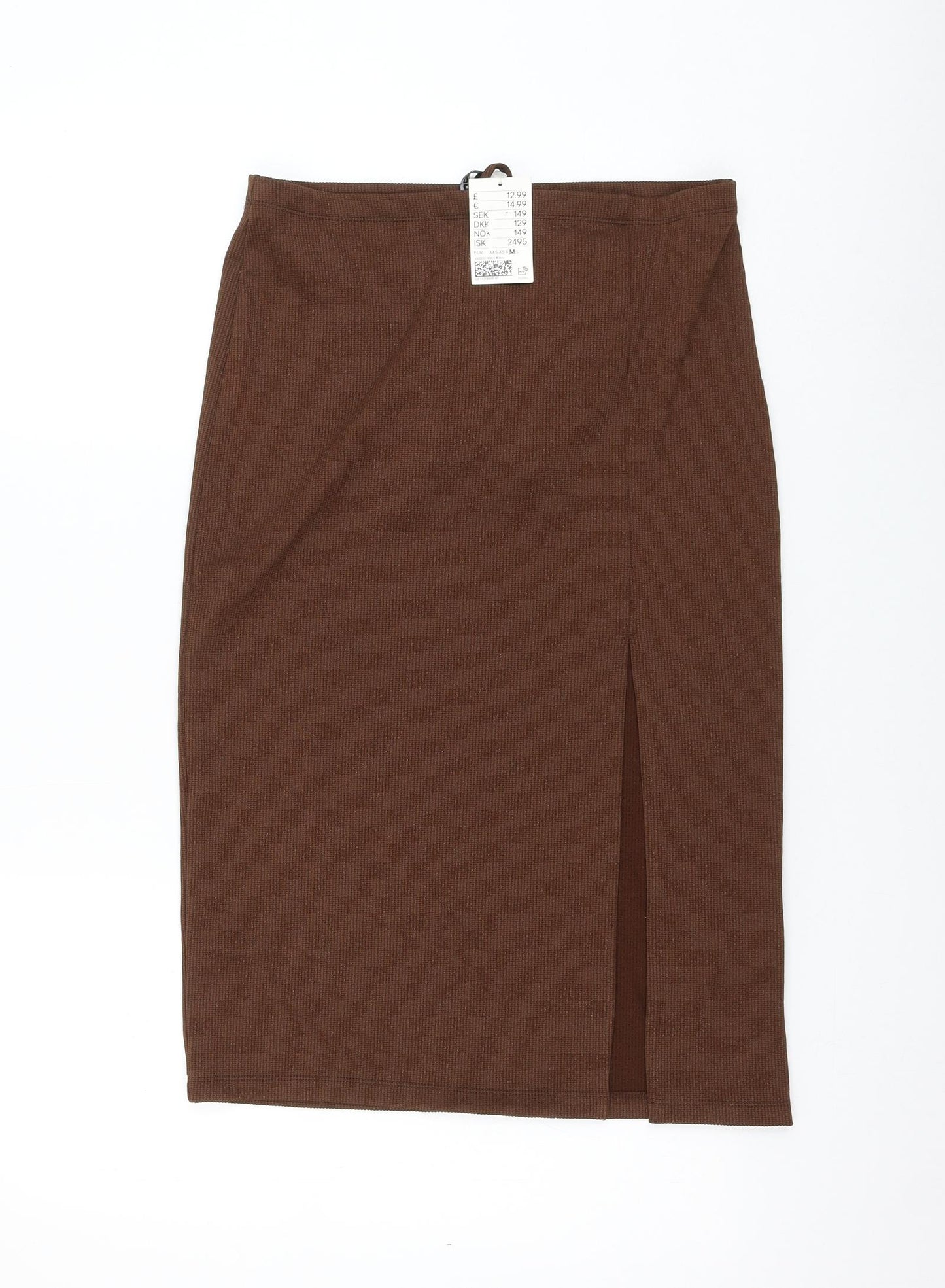 H&M Womens Brown Polyester Straight & Pencil Skirt Size M