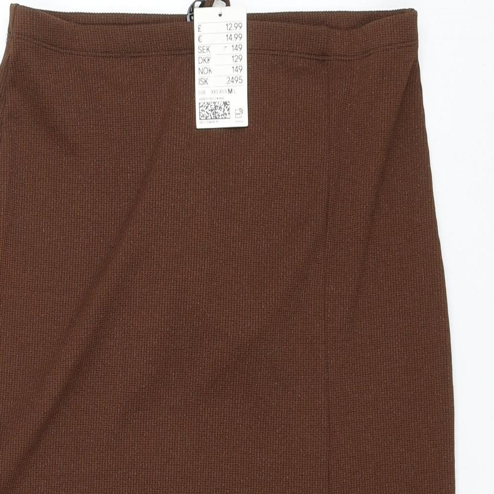 H&M Womens Brown Polyester Straight & Pencil Skirt Size M