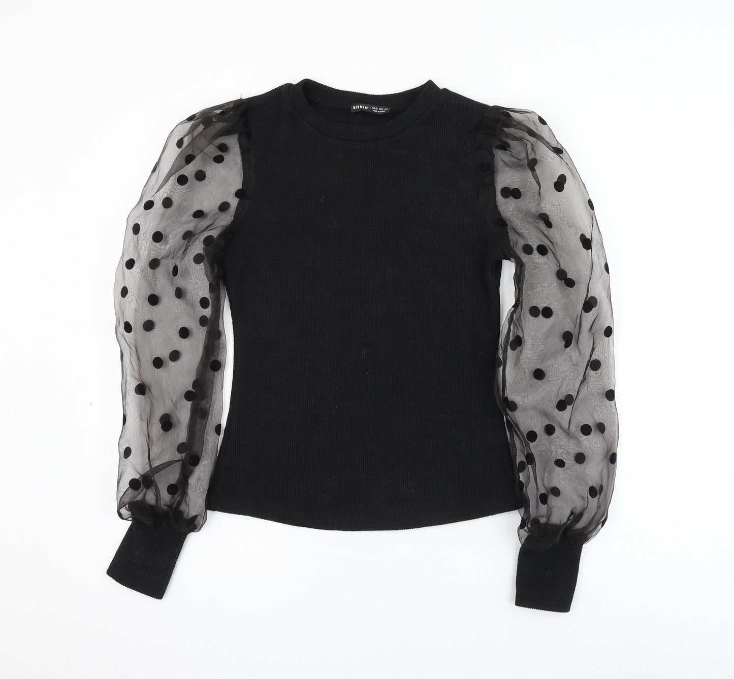 SheIn Womens Black Round Neck Polyester Pullover Jumper Size XS