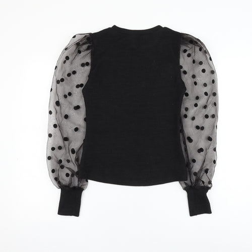 SheIn Womens Black Round Neck Polyester Pullover Jumper Size XS