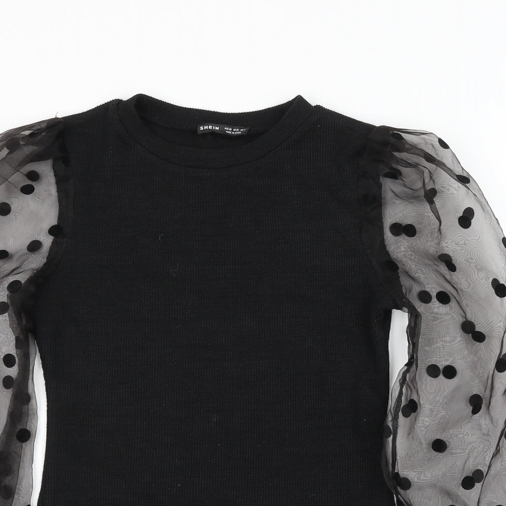 SheIn Womens Black Round Neck Polyester Pullover Jumper Size XS