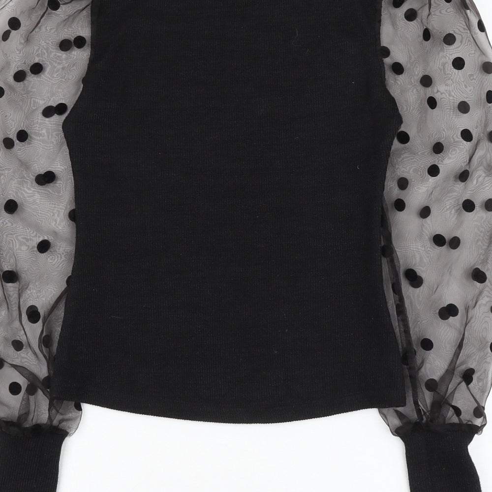 SheIn Womens Black Round Neck Polyester Pullover Jumper Size XS