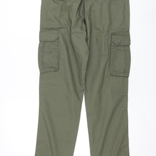 Matalan Womens Green Cotton Cargo Trousers Size 30 in L31 in Regular Zip