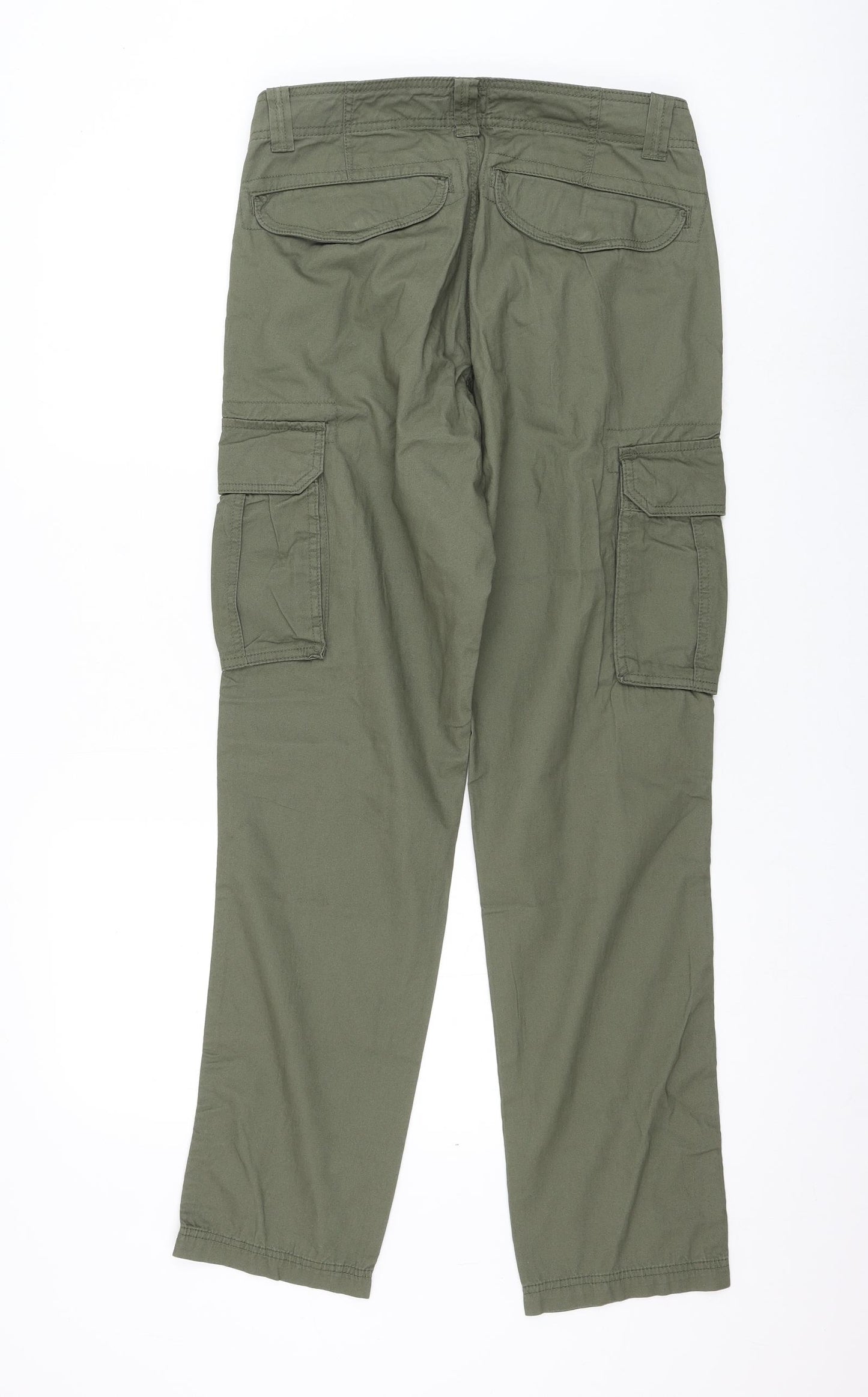 Matalan Womens Green Cotton Cargo Trousers Size 30 in L31 in Regular Zip