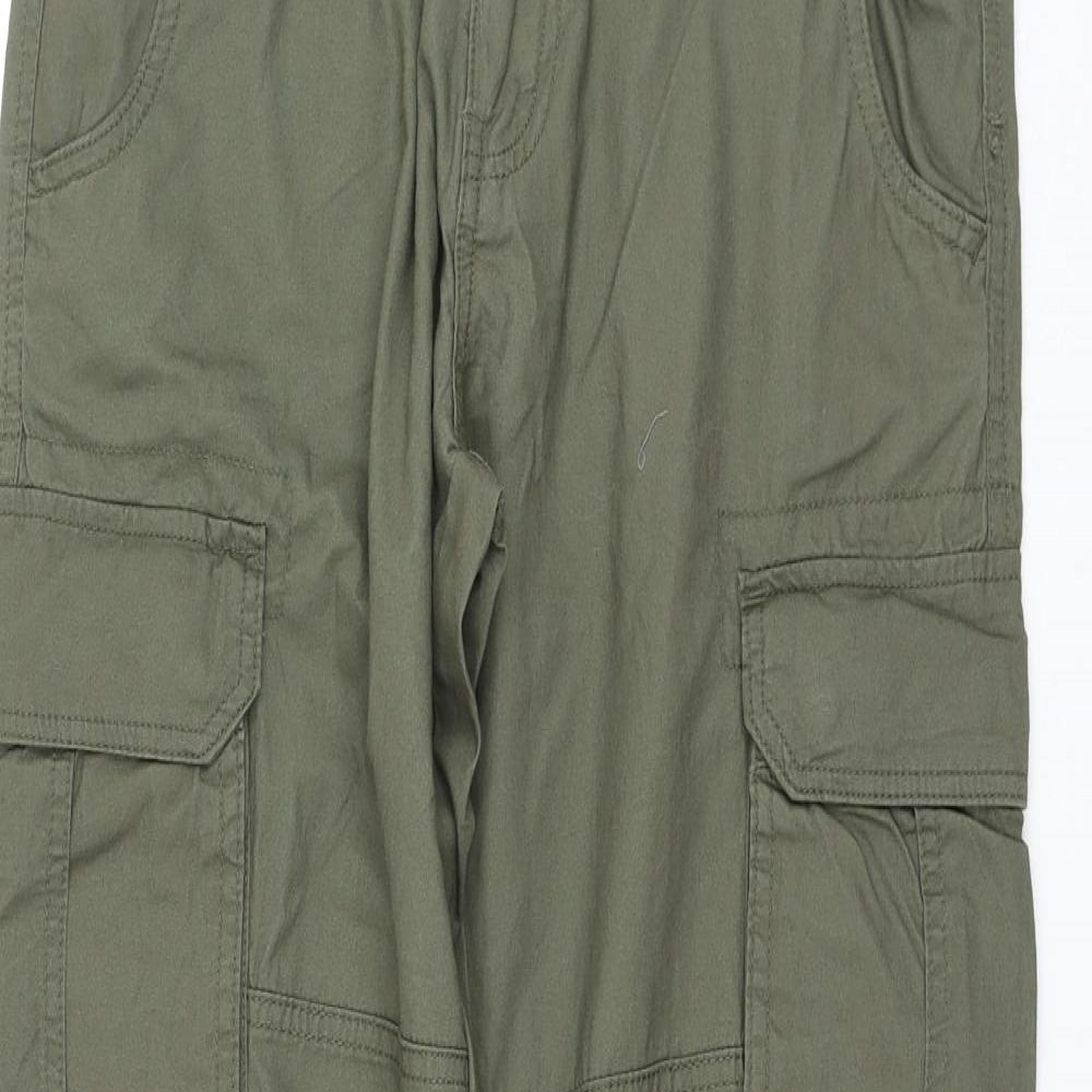 Matalan Womens Green Cotton Cargo Trousers Size 30 in L31 in Regular Zip