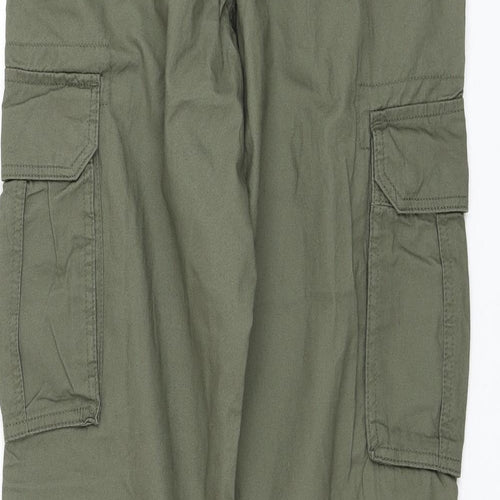Matalan Womens Green Cotton Cargo Trousers Size 30 in L31 in Regular Zip