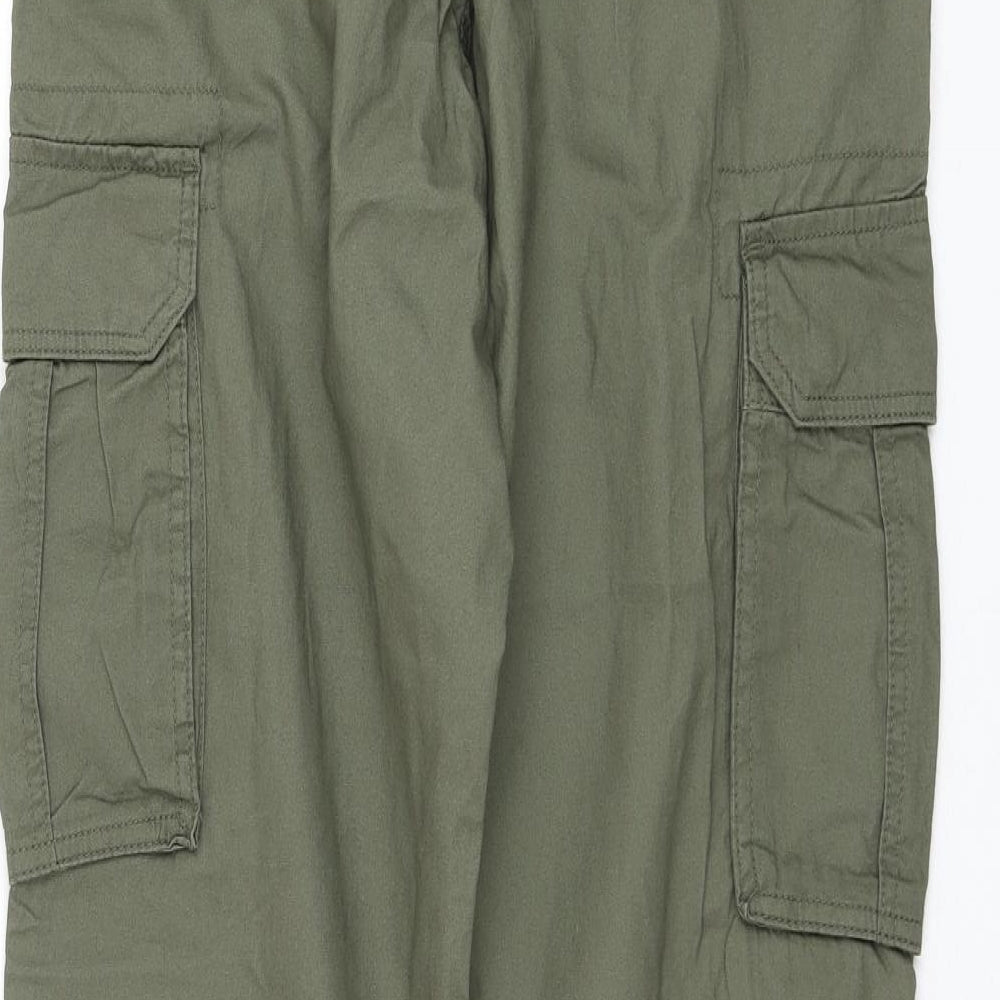 Matalan Womens Green Cotton Cargo Trousers Size 30 in L31 in Regular Zip