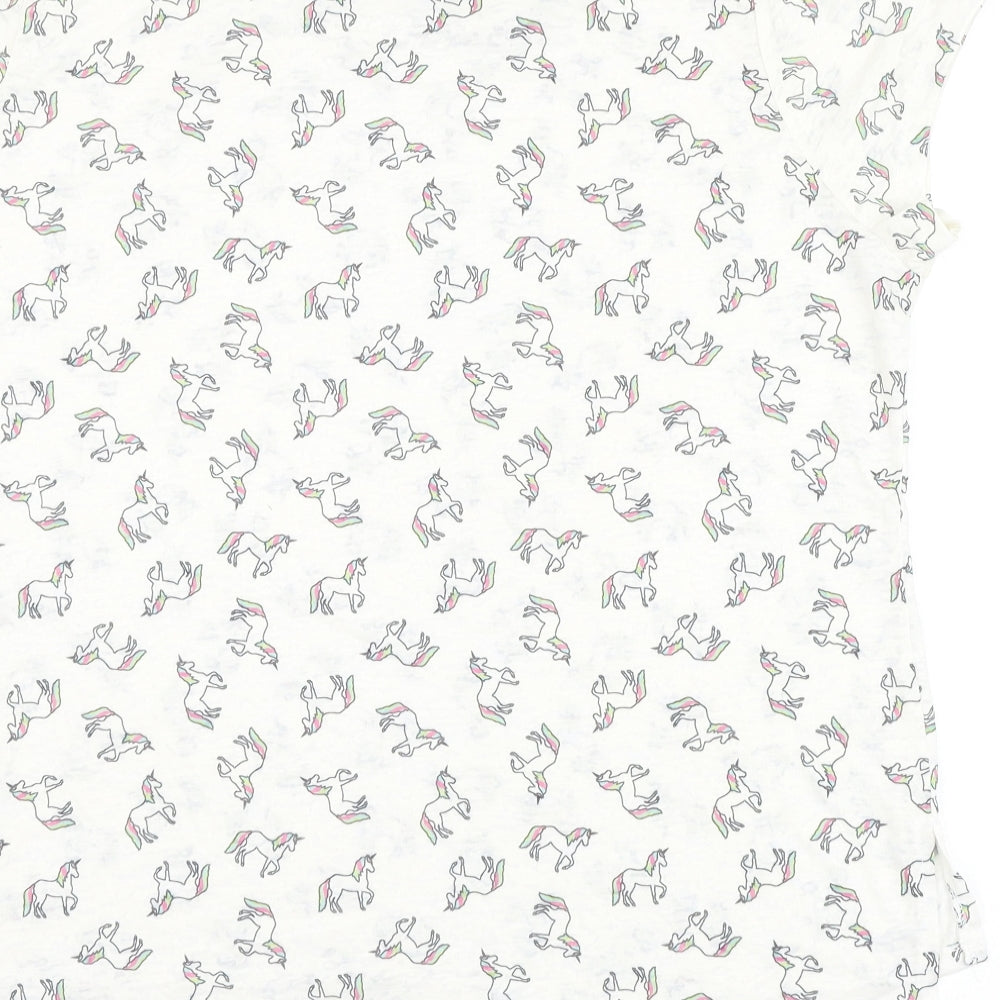 Atmosphere Womens White Geometric Polyester Basic T-Shirt Size 20 Round Neck - Unicorn