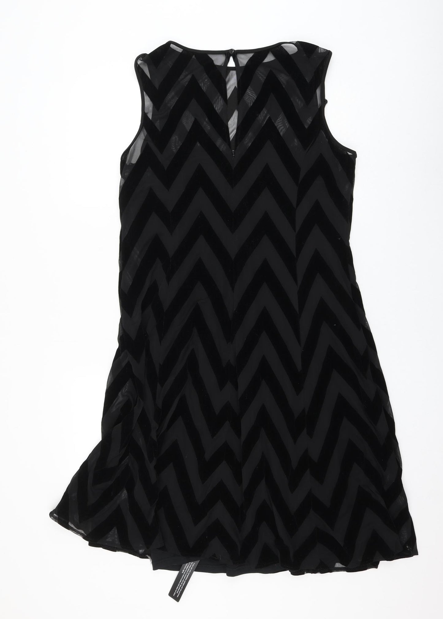 Roman Womens Black Herringbone Polyester Shift Size 18 Round Neck Button