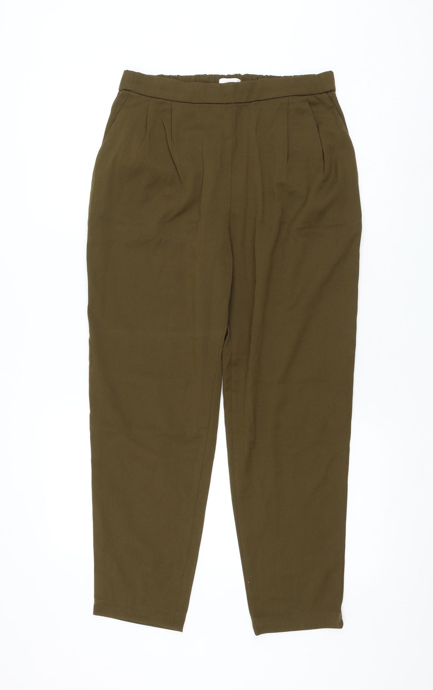 H&M Womens Green Polyester Trousers Size 10 L26 in Regular