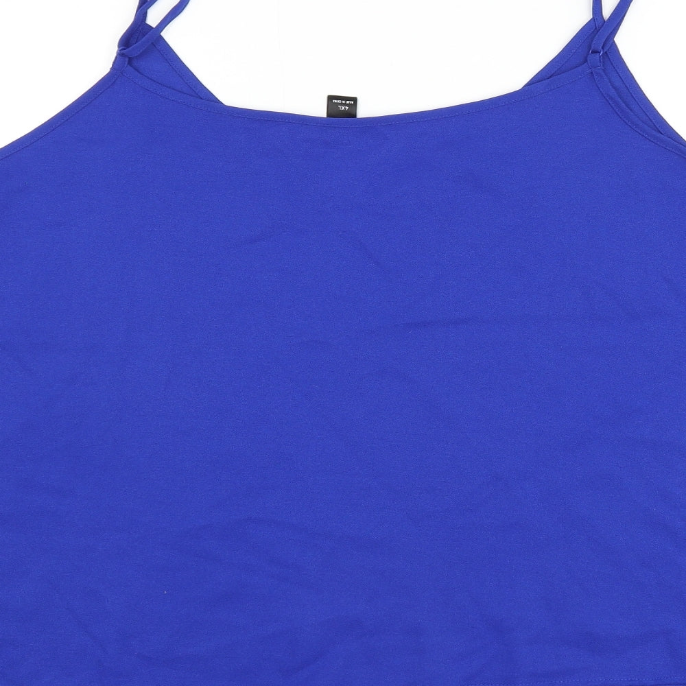 Emery Rose Womens Blue Polyester Camisole Tank Size 4XL V-Neck