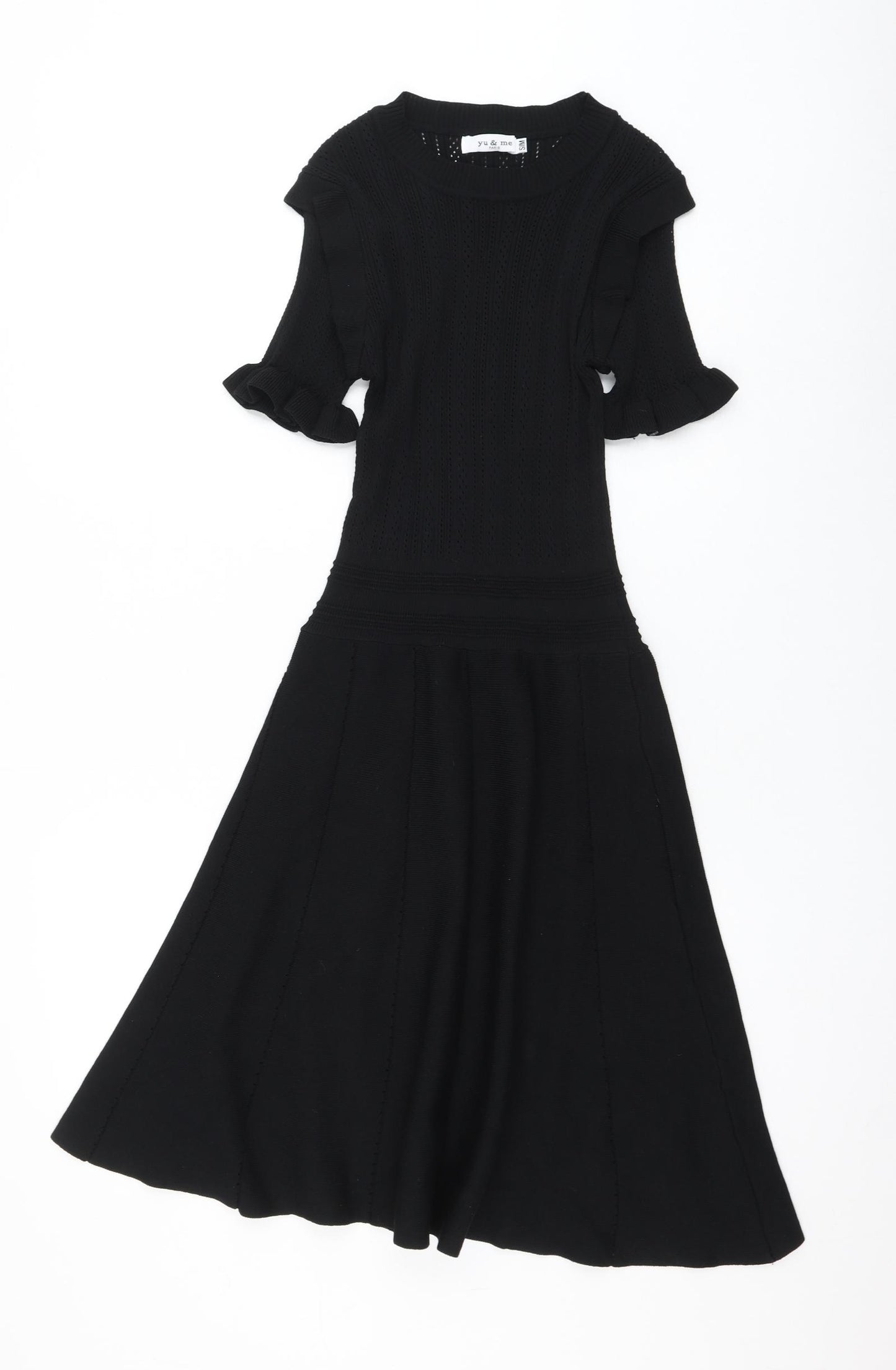 Yu & Me Womens Black Viscose Skater Dress Size S Round Neck Pullover