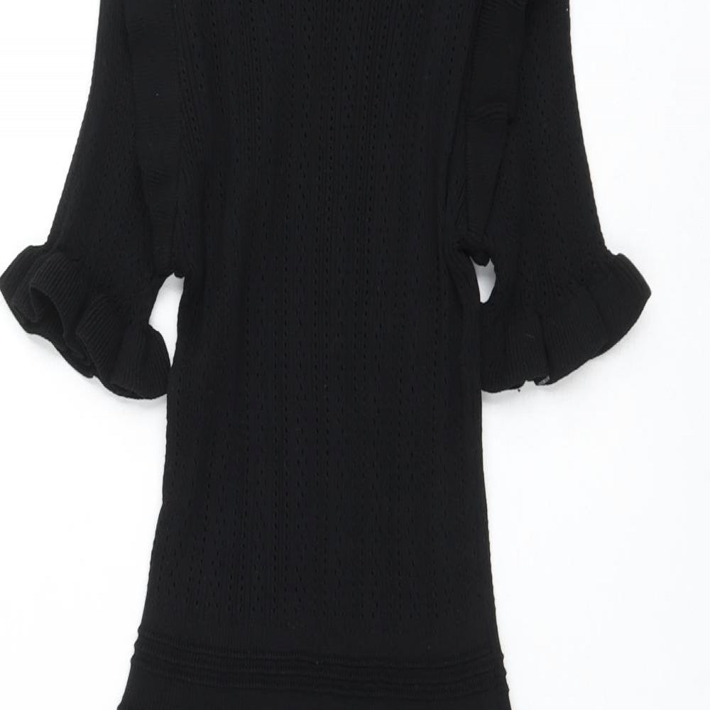 Yu & Me Womens Black Viscose Skater Dress Size S Round Neck Pullover