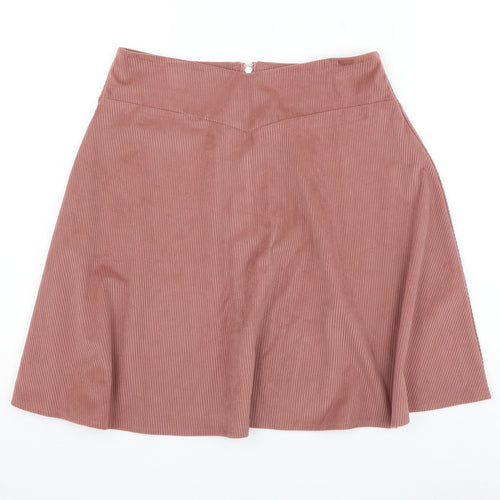 SheIn Womens Pink Polyester Skater Skirt Size M Zip