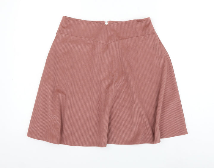 SheIn Womens Pink Polyester Skater Skirt Size M Zip