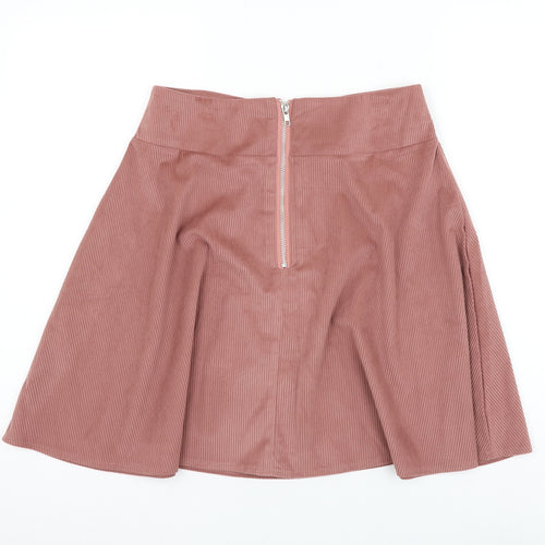 SheIn Womens Pink Polyester Skater Skirt Size M Zip