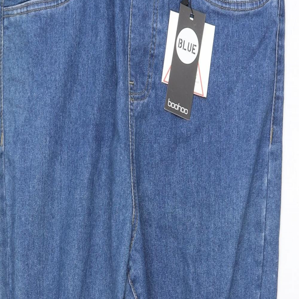Boohoo Womens Blue Cotton Straight Jeans Size 18 L26 in Regular