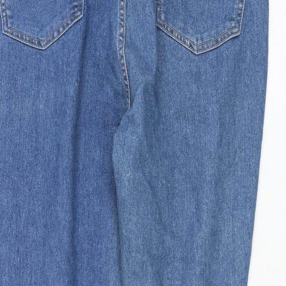 Boohoo Womens Blue Cotton Straight Jeans Size 18 L26 in Regular
