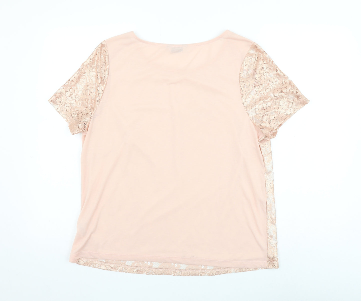 George Womens Pink Floral Polyester Basic Blouse Size 16 Round Neck