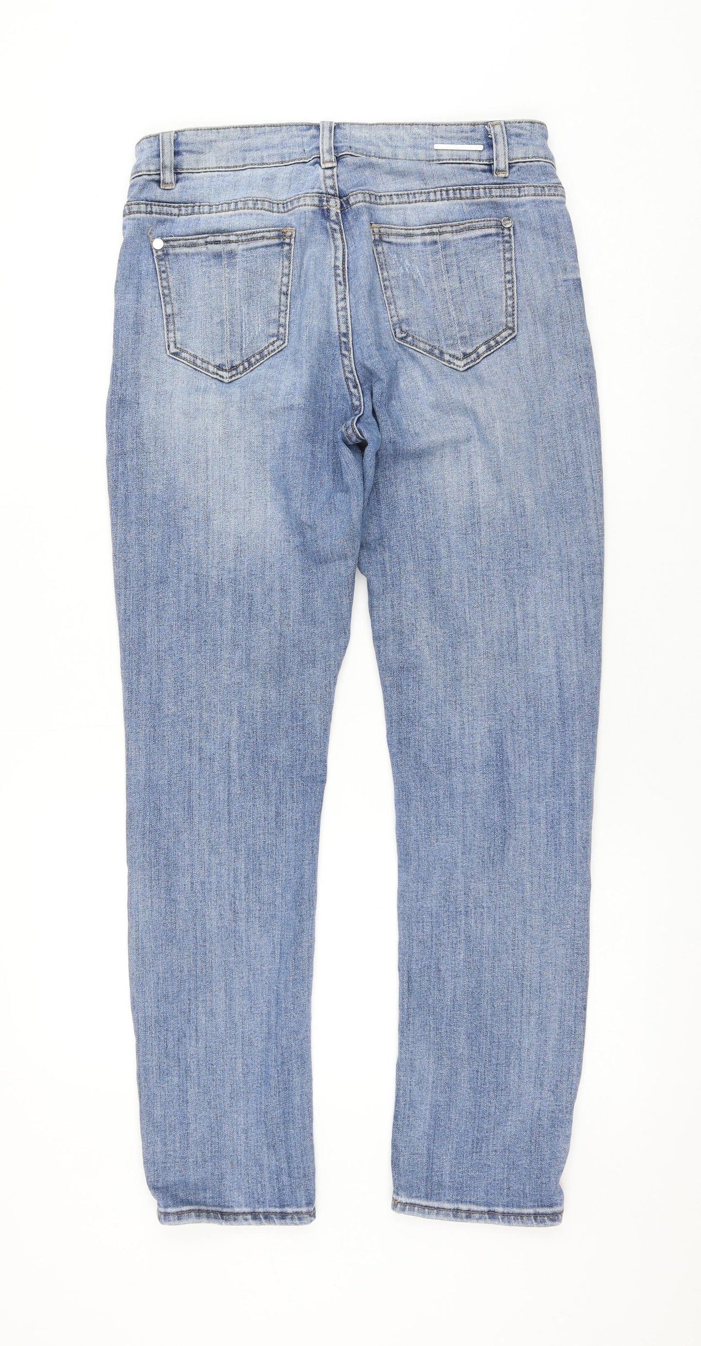Lipsy Womens Blue Cotton Straight Jeans Size 12 L28 in Regular Zip
