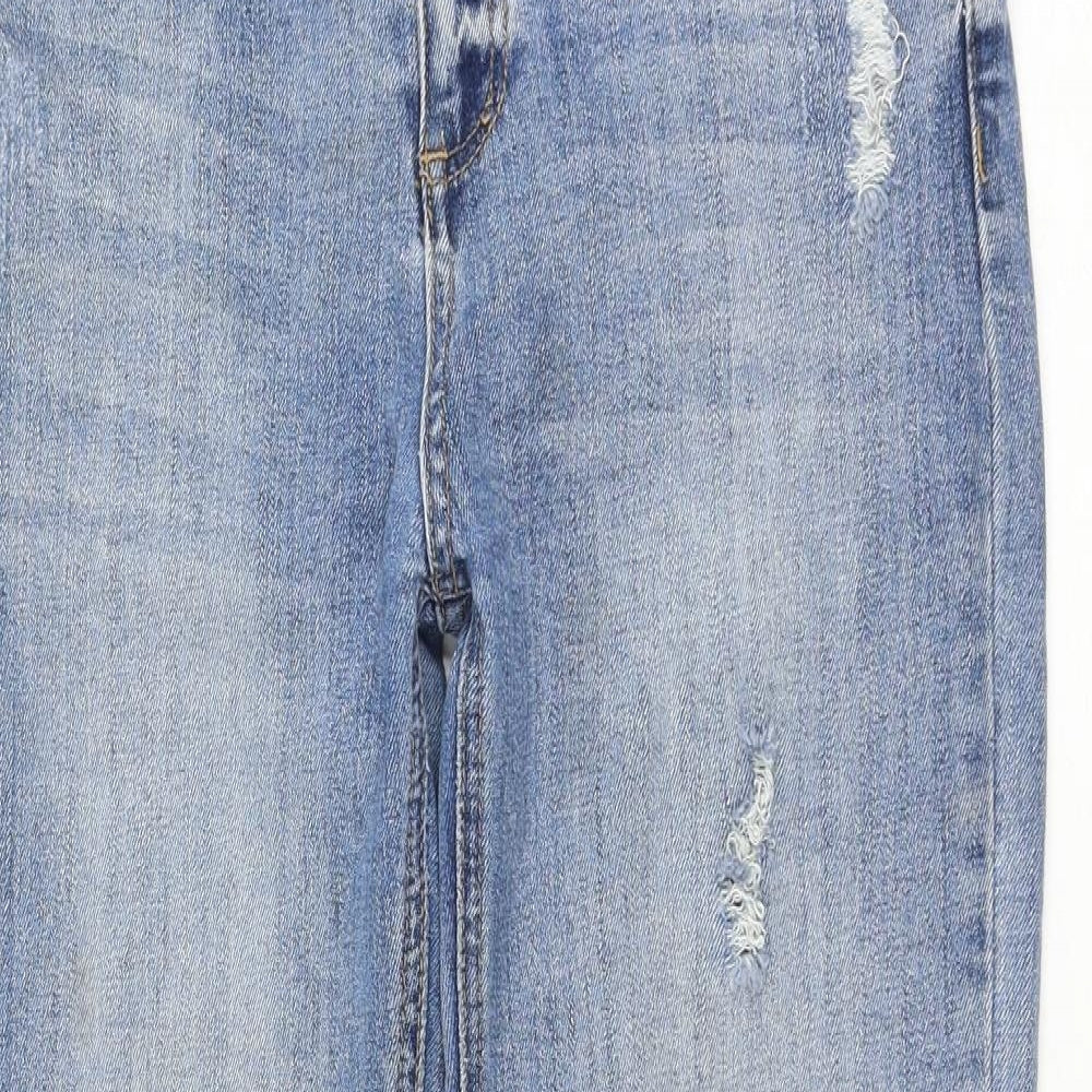 Lipsy Womens Blue Cotton Straight Jeans Size 12 L28 in Regular Zip