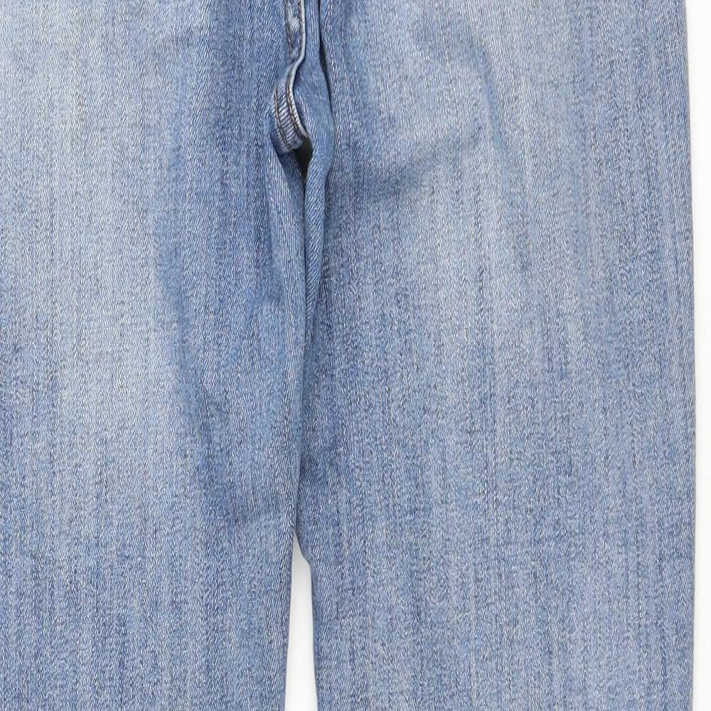 Lipsy Womens Blue Cotton Straight Jeans Size 12 L28 in Regular Zip