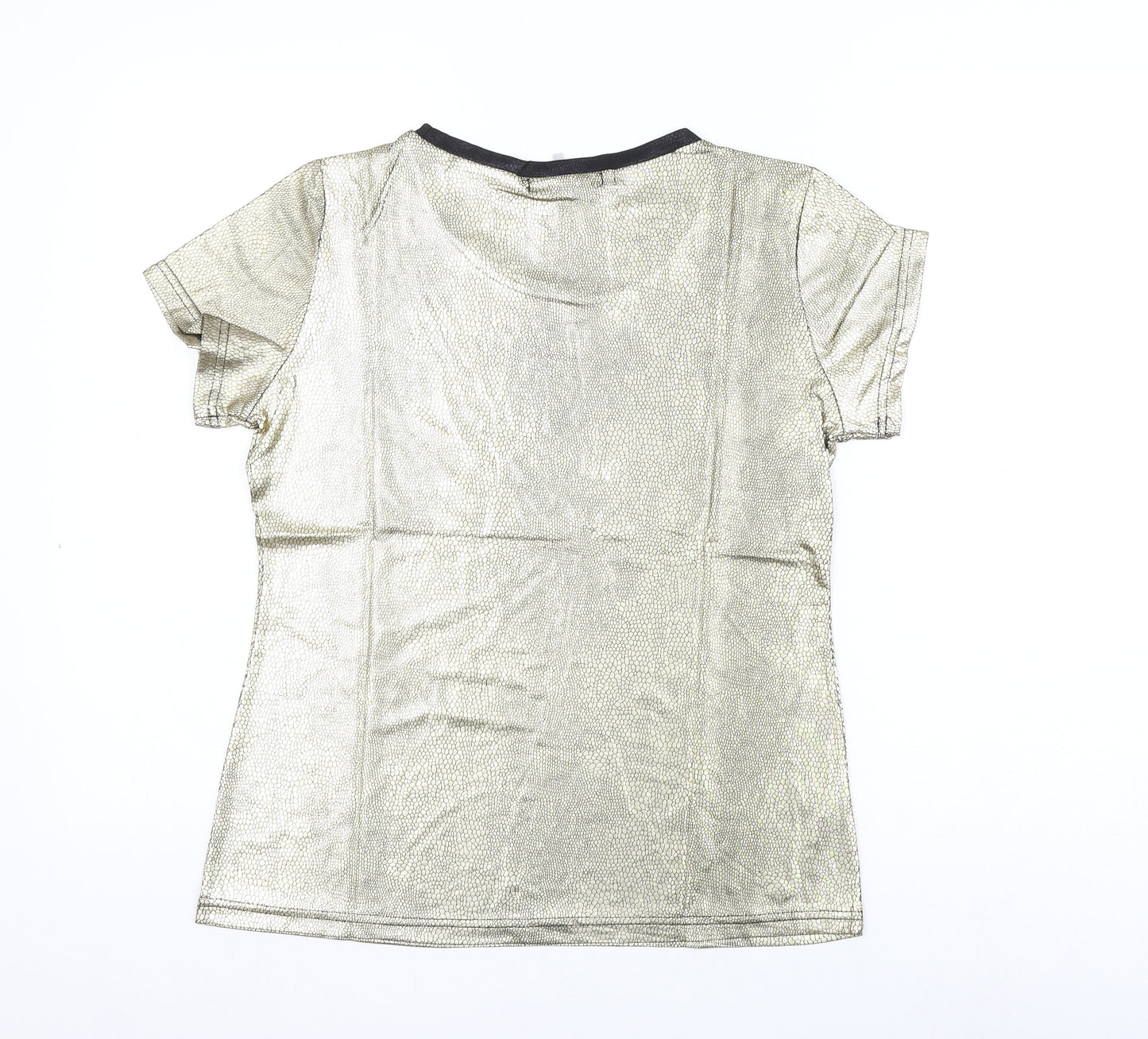 Up 2 You Womens Gold Animal Print Polyester Basic T-Shirt Size L Round Neck - Snake Print