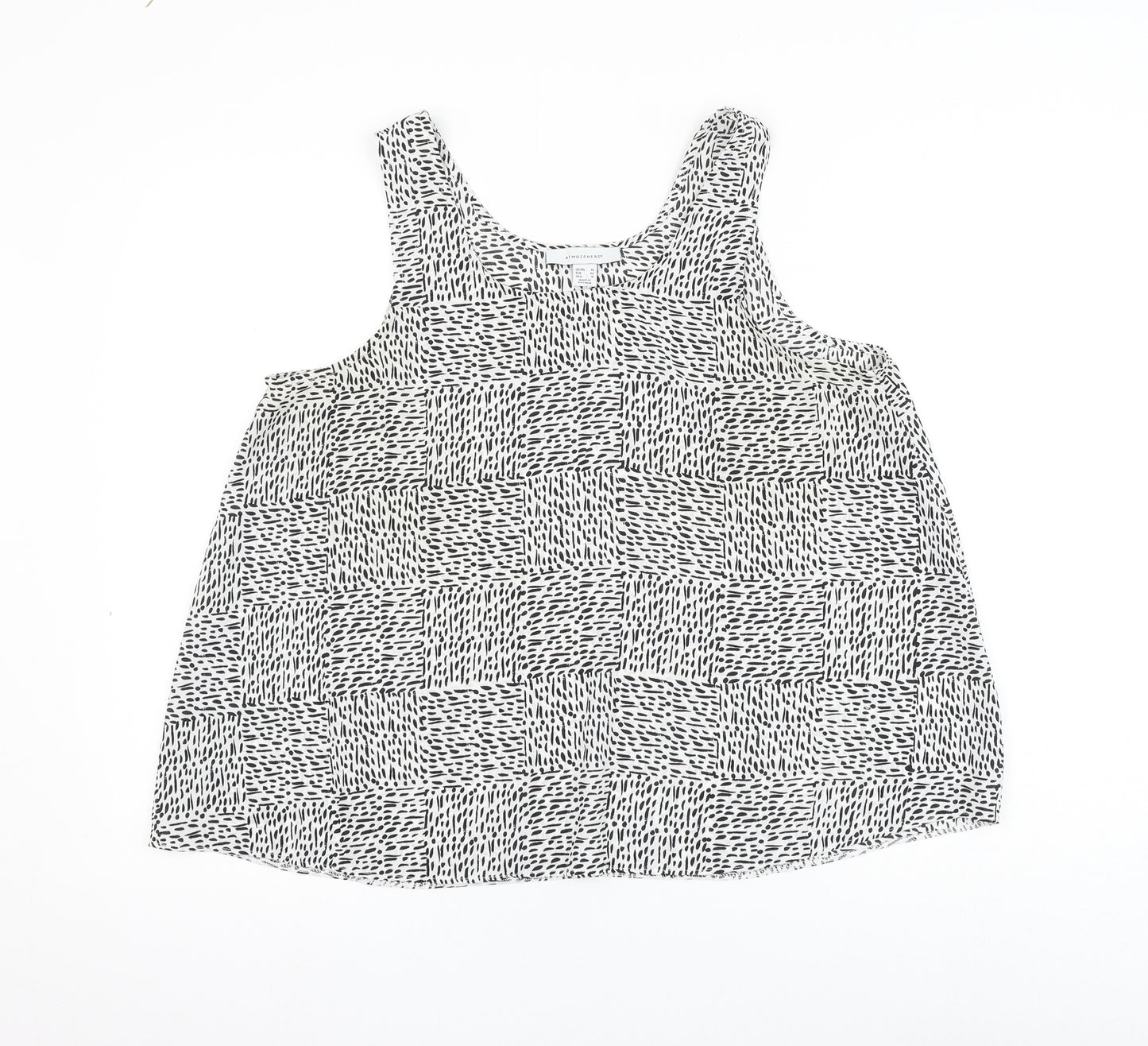 Atmosphere Womens White Geometric Polyester Camisole Tank Size 14 Round Neck