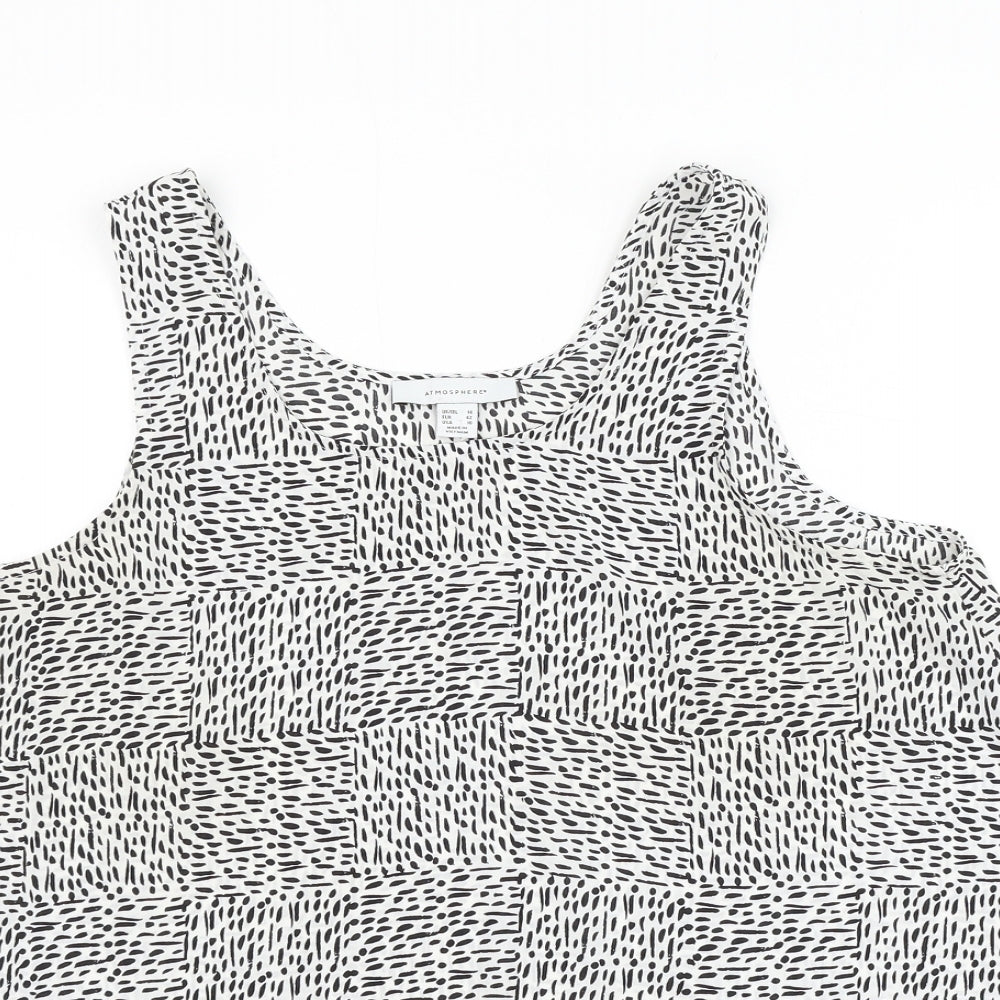 Atmosphere Womens White Geometric Polyester Camisole Tank Size 14 Round Neck