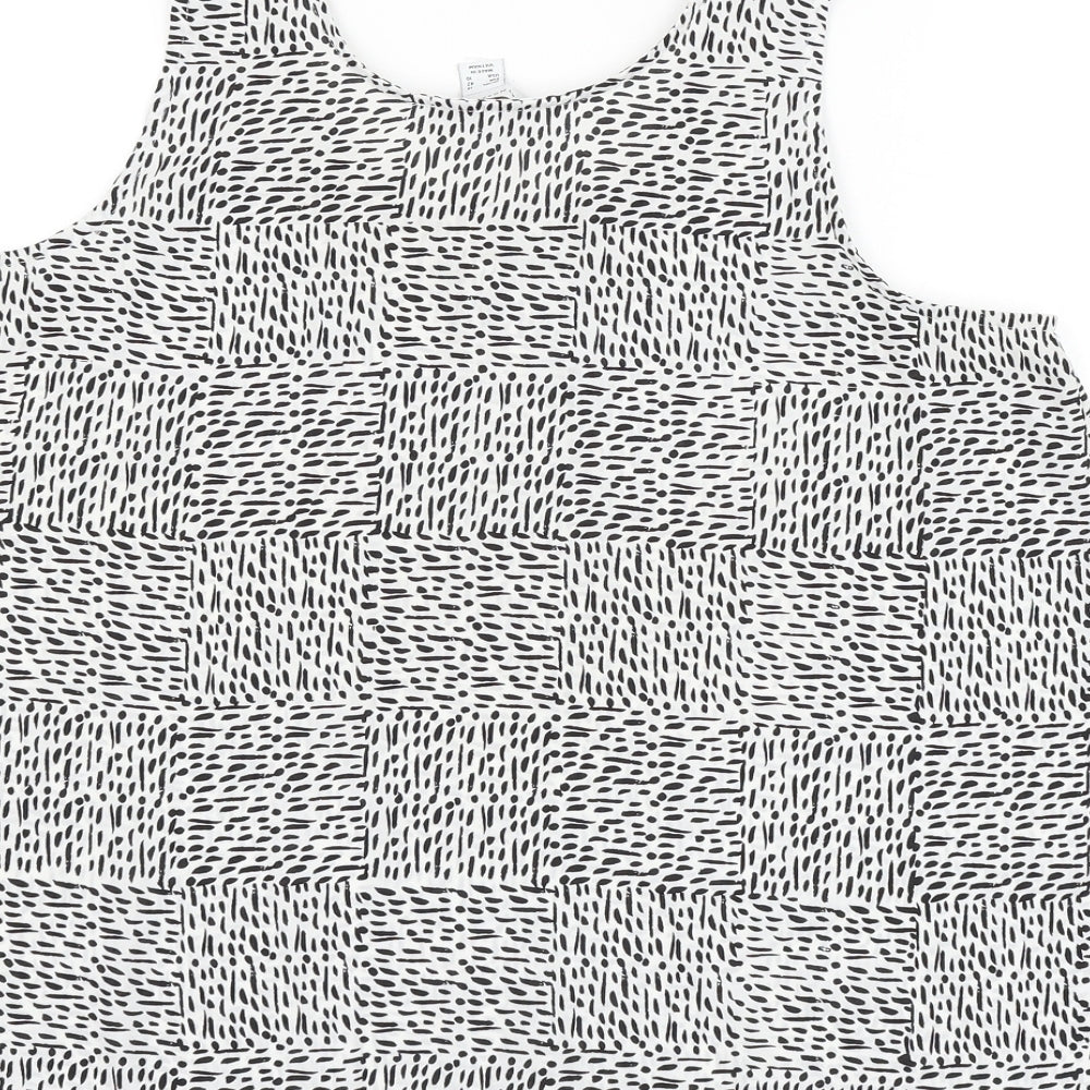 Atmosphere Womens White Geometric Polyester Camisole Tank Size 14 Round Neck