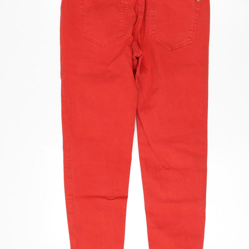 Zara Womens Red Cotton Skinny Jeans Size 30 in L27 in Regular Zip
