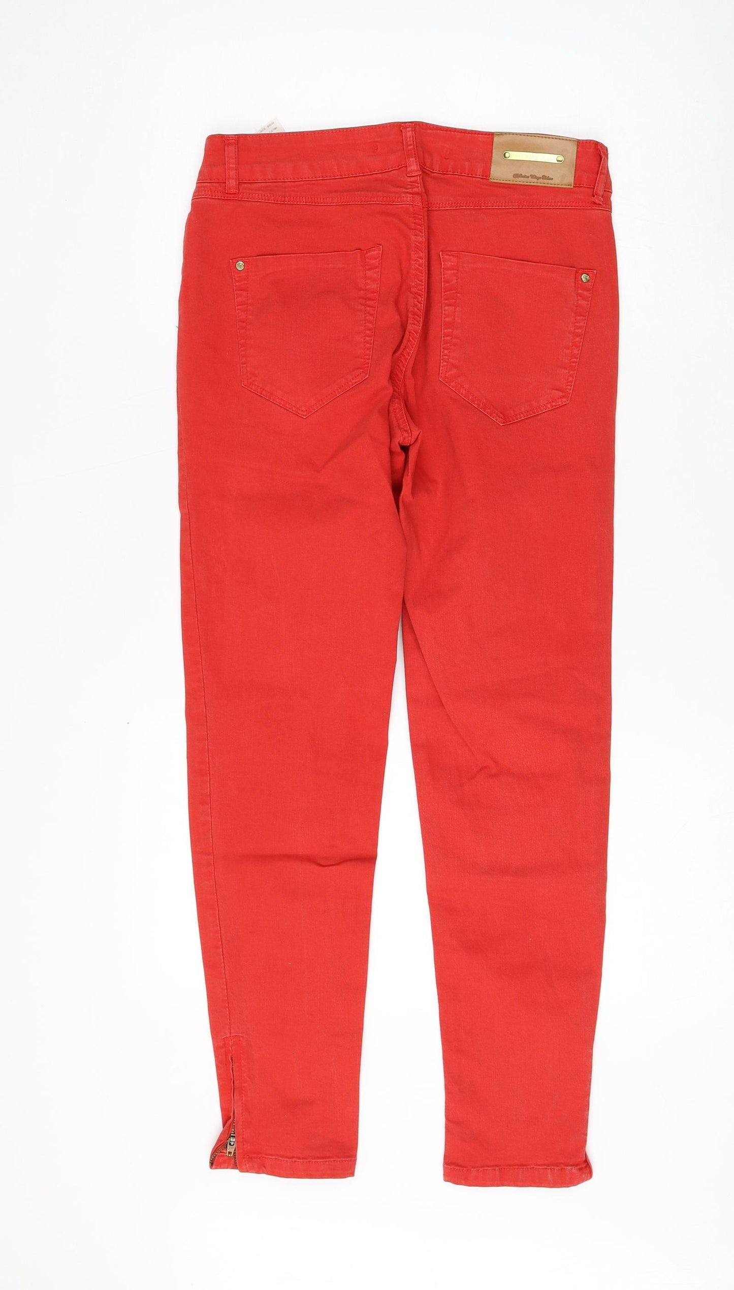 Zara Womens Red Cotton Skinny Jeans Size 30 in L27 in Regular Zip