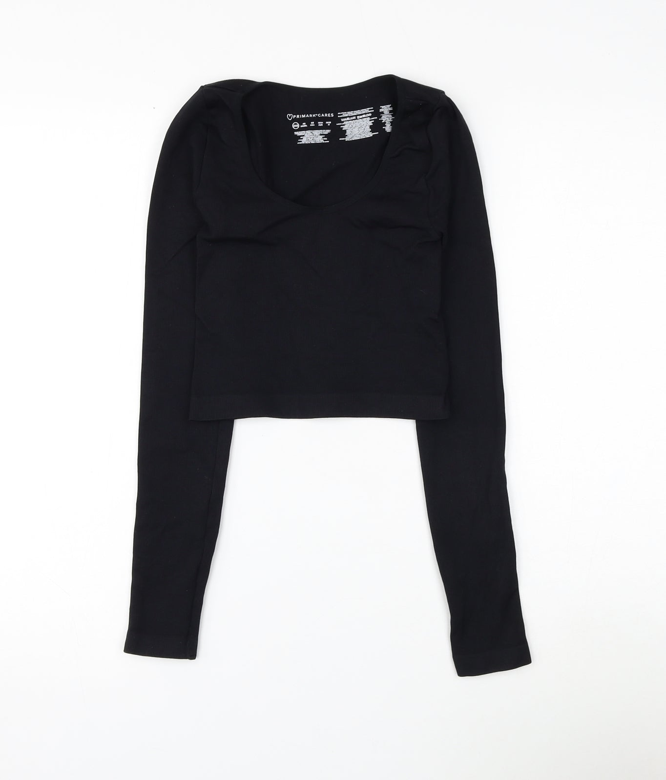 Primark Womens Black Nylon Cropped Tank Size 4 Scoop Neck