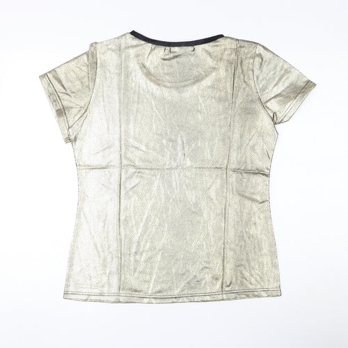 Up To U Womens Gold Animal Print Polyester Basic T-Shirt Size L Round Neck - Snake Print