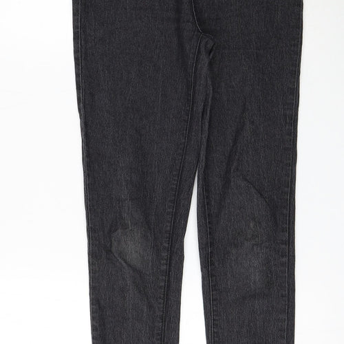 PRETTYLITTLETHING Womens Black Cotton Skinny Jeans Size 6 L27 in Regular Zip