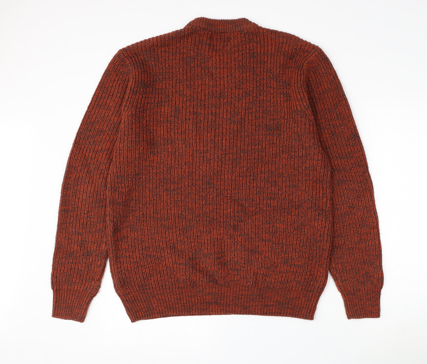 George Mens Orange Round Neck Acrylic Pullover Jumper Size M