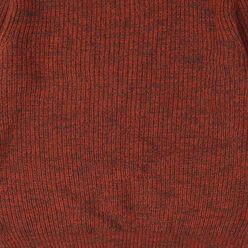 George Mens Orange Round Neck Acrylic Pullover Jumper Size M