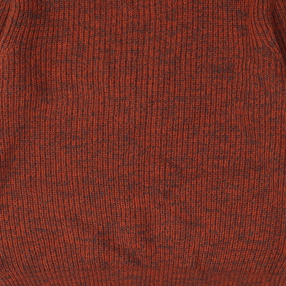 George Mens Orange Round Neck Acrylic Pullover Jumper Size M