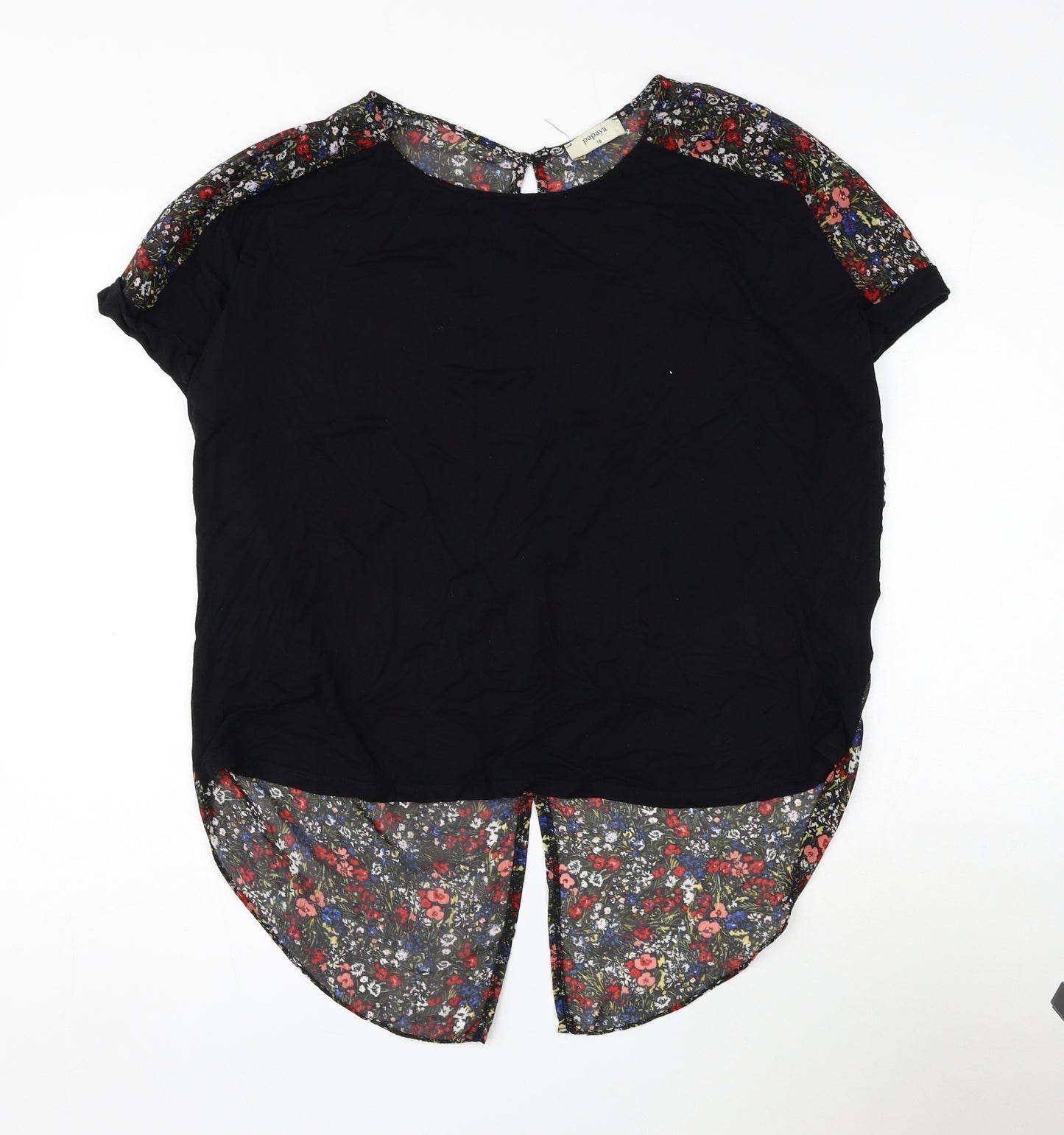 Papaya Womens Multicoloured Floral Viscose Basic Blouse Size 18 Round Neck