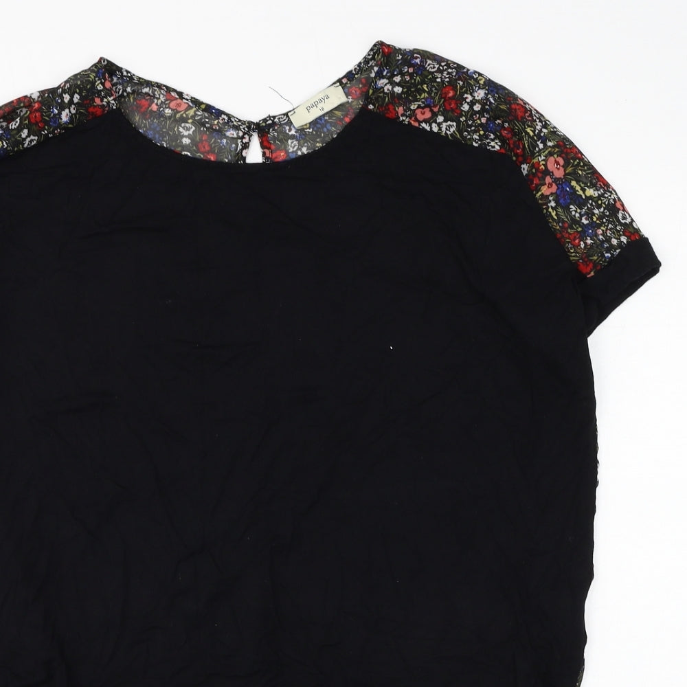 Papaya Womens Multicoloured Floral Viscose Basic Blouse Size 18 Round Neck