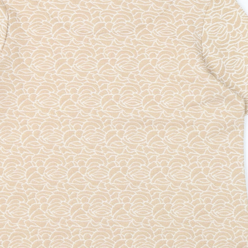 River Island Womens Gold Floral Polyester Basic Blouse Size 14 Round Neck