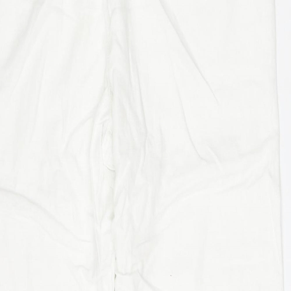 George Womens White Linen Trousers Size 14 L26 in Regular Drawstring