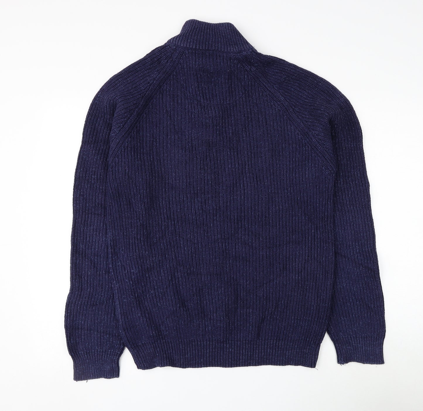 BHS Mens Blue High Neck Cotton Pullover Jumper Size M